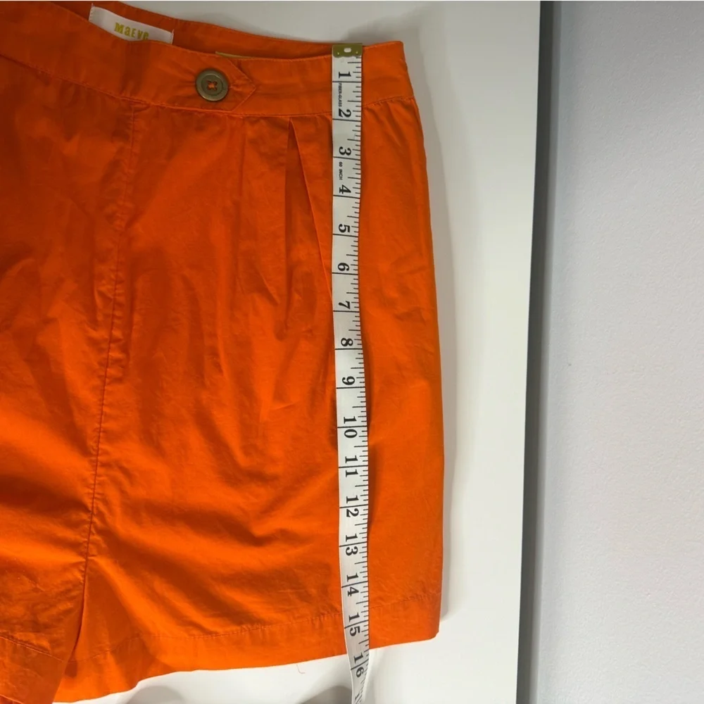 Maeve - Anthropologie - Orange Pleated Poplin Shorts 100% Cotton - US 4 - Picture 10 of 10